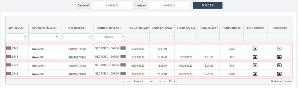 ViewAccess Reporte Control Cocheras